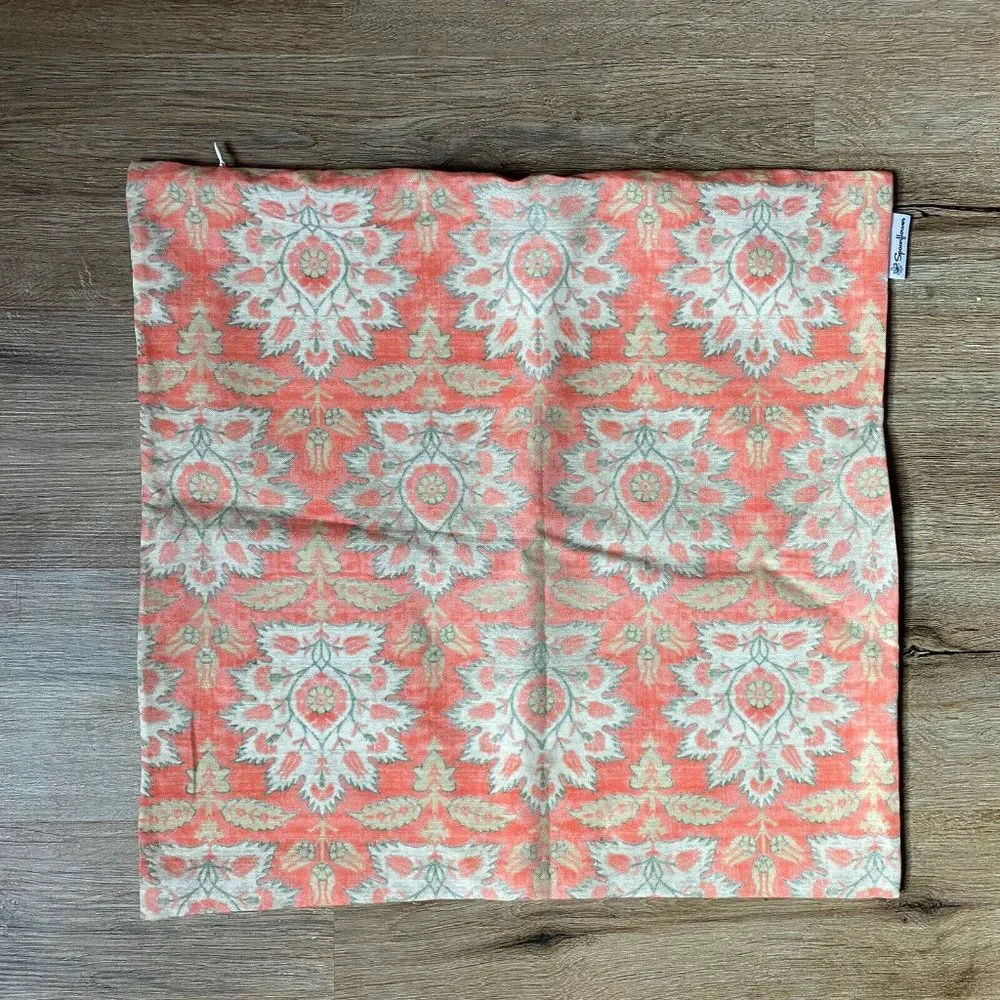 Lot Set 2 Spoonflower Carnations + Tulips Damask Ikat 18” Throw Pillow Covers